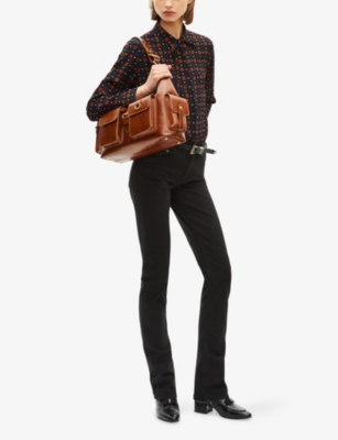 The Kooples Womens Polka Dot And Floral-print Regular-fit Stretch-woven Shirt Black Melange In Black