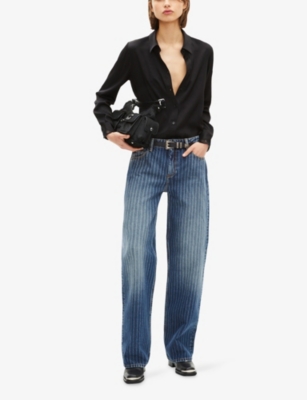 The Kooples Womens Baby Blue Striped Straight-leg Mid-rise Denim Jeans In Blue