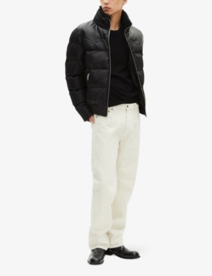The Kooples Mens Black Shearling-collar Padded Shell Jacket Xl In Black