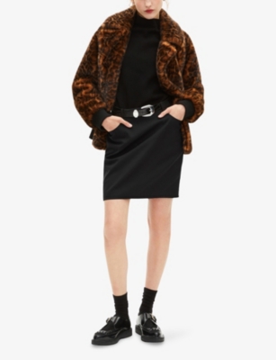 THE KOOPLES: Satin-Edge High-Rise Wool Mini Skirt