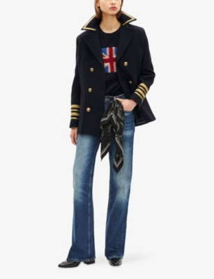 THE KOOPLES: Contrast-Trim Double-Breasted Wool-Blend Coat