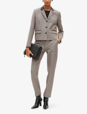 THE KOOPLES: Houndstooth Contrast-Collar Stretch Wool-Blend Jacket