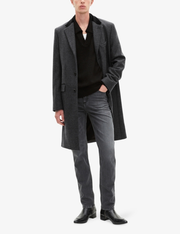 Notched-Collar Single-Breasted Wool Coat