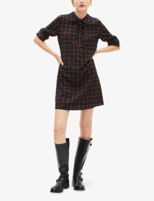 THE KOOPLES: Floral-Print Long-Sleeved Stretch-Woven Mini Dress