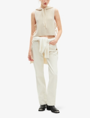 The Kooples Womens Ecru Sleeveless Hooded Wool Jumper In Neutral