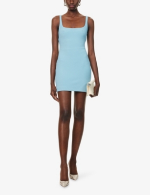 Bec & Bridge Womens Sea Spray Reina Open-back Stretch-woven Mini Dress In Blue