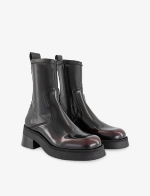 Miista Womens Black Burgandy Oliana Leather-blend Ankle Boots Eur 40 / 7 Uk In Black