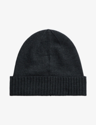 Polo Ralph Lauren Mens Dark Granite Hthr Logo-embroidered Wool Hat In Black