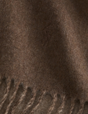 POLO RALPH LAUREN: Logo-Embroidered Reversible Wool Scarf