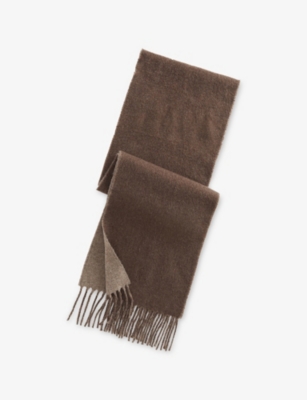 POLO RALPH LAUREN: Logo-Embroidered Reversible Wool Scarf