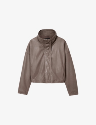 Allsaints: Ryder Funnel-Neck Leather Jacket