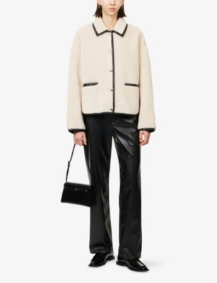 Anine Bing Womens Camden Wool-blend Jacket Cream In White