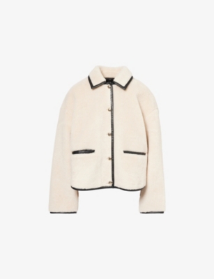 Anine Bing Womens Camden Wool-blend Jacket Cream In White