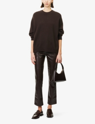 Anine Bing Womens Deep Brown Lee Crewneck Cashmere Jumper In Brown