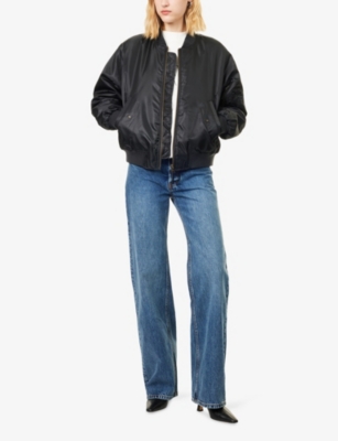 Anine Bing Womens Leon Relaxed-fit Woven Jacket Black Xs In Black
