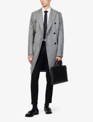 PAUL SMITH: Speckled Double-Breasted Wool Overcoat