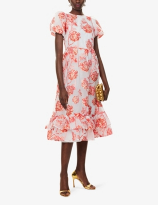 Sister Jane Womens Red Willa Jacquard Woven Midi Dress In Multi