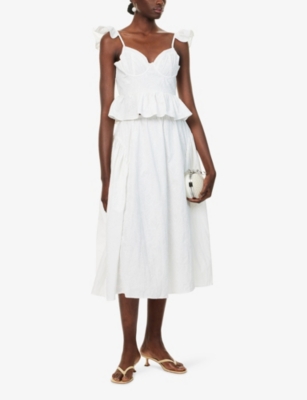 SISTER JANE: Pines Embroidered Cotton-Poplin Top