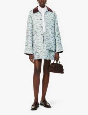 SISTER JANE: Mist Jacquard Flared Woven Mini Skirt