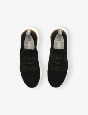 Brunello Cucinelli Anded Knitted Trainers Black Eur 39 /5.5 Uk In Black