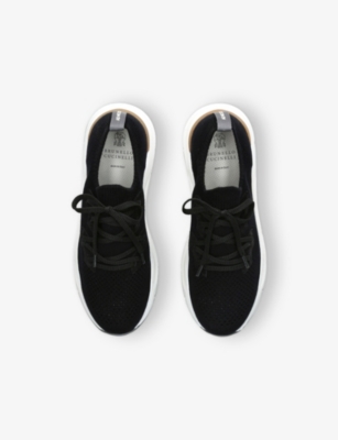 Brunello Cucinelli Anded Knitted Trainers Black Eur 39 /5.5 Uk In Black