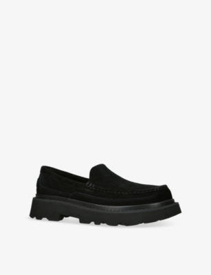 Ugg Mens Black Ascot Lug Suede Loafers Eur 42 / 8 Uk In Black