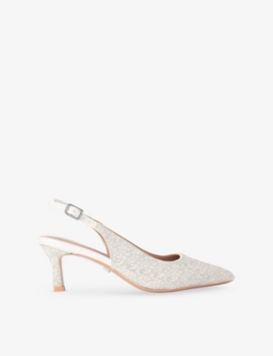Womens Carvela Corletta Slingback Pearl-Embellished Heeled Courts