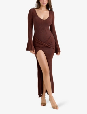 HOUSE OF CB: Khrysta Draped Summer Knit Maxi Dress