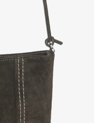 THE WHITE COMPANY: Contrast-Stitch Suede Phone Pouch
