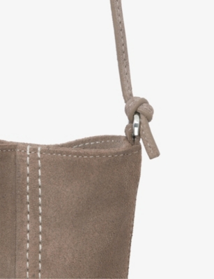 The White Company S Hazelwood Contrast-stitch Suede Phone Pouch In Brown