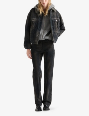 Prada Womens Black Logo-embellished Cotton-corduroy Blouson Jacket In Black