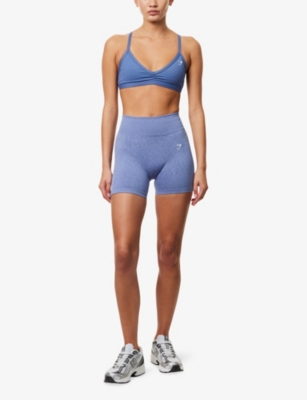Gymshark Womens Minimal Triangle-cup Jersey Sports Bra Gs Worn Blue In Blue