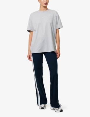 Gymshark Womens Oversized Dropped-shoulder Cotton T-shirt Light Grey Core Marl Xs In Gray