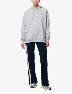 Gymshark Womens Training Oversized Cotton-jersey Hoody Light Grey Core Marl Xs In White