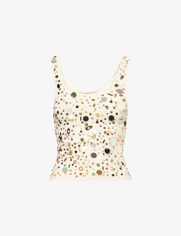 Sequin Ribbed Stretch-Woven Vest