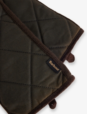 Barbour Mens Olive Westerdale Waxed Cotton Gloves In Black