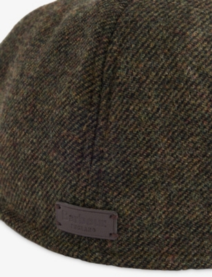 Barbour Mens Olive Twill Claymore Wool-blend Baker Boy Cap Xl In Black