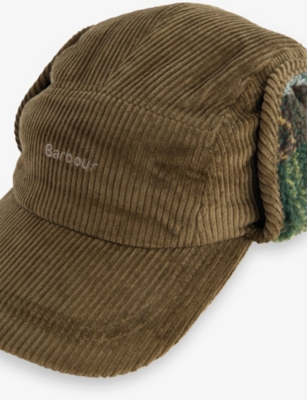 Barbour Mens Olive Lowfen Corduroy Trapper Hat In Green