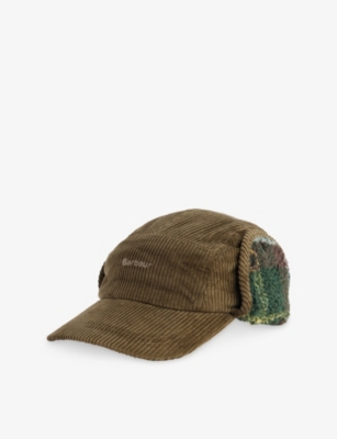 Barbour Mens Olive Lowfen Corduroy Trapper Hat In Green
