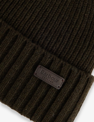 Barbour Mens Dark Green Carlton Wool-blend Beanie Hat In Green