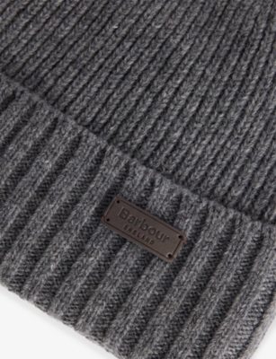 Barbour Carlton Ribbed Wool-blend Beanie Hat In Gray
