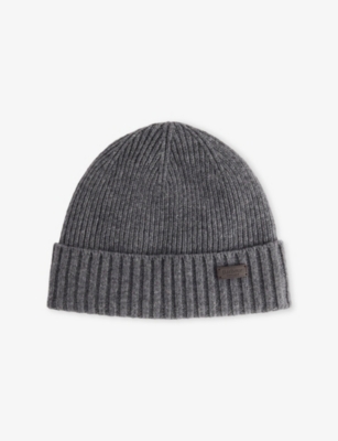 Barbour Carlton Ribbed Wool-blend Beanie Hat In Gray