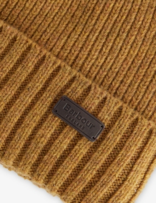 Barbour Mens Harvest Gold Carlton Wool-blend Beanie Hat In Brown