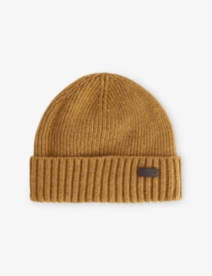 Barbour Mens Harvest Gold Carlton Wool-blend Beanie Hat In Brown