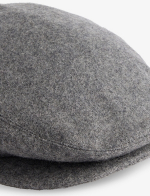 Barbour Mens Grey Redshore Wool Flat Cap In Gray