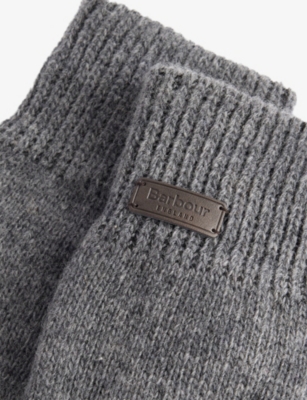 Barbour Mens Carlton Wool-blend Knitted Gloves Grey In Gray