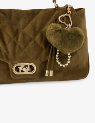 Dune Womens Khaki Suede Regency Suede Shoulder Bag In Brown
