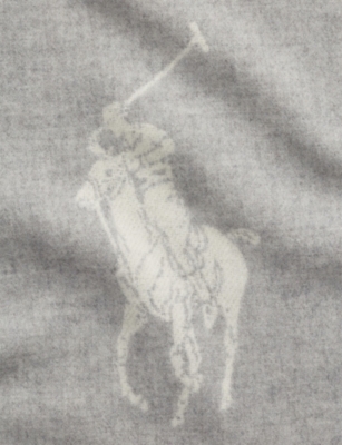 Polo Ralph Lauren Womens Pony Wool Scarf Fawn Grey Hthr/cream In Gray