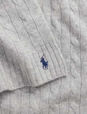 Polo Ralph Lauren Womens Soft Grey Oblong Logo-embroidered Wool And Cashmere-blend Scarf In Gray