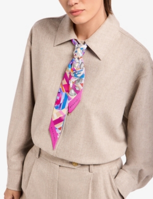 Bvlgari Womens Multicolor Polychroma Shelley Printed Silk-twill Scarf In Pink